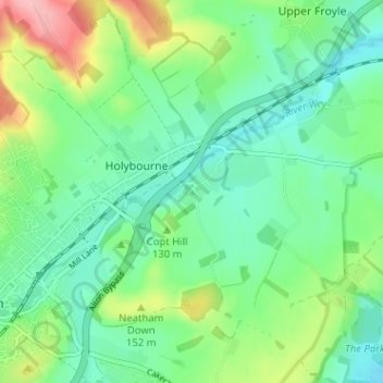 Topografische kaart Neatham, hoogte, reliëf
