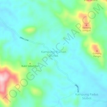 Topografische kaart Kampung Plaman Dunuk, hoogte, reliëf