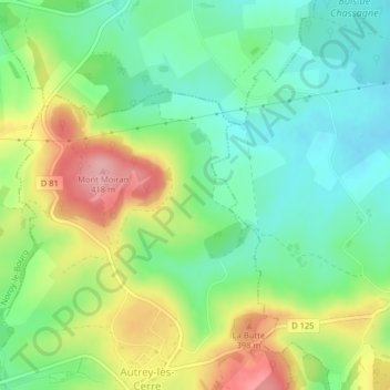 Topografische kaart Dusseau, hoogte, reliëf