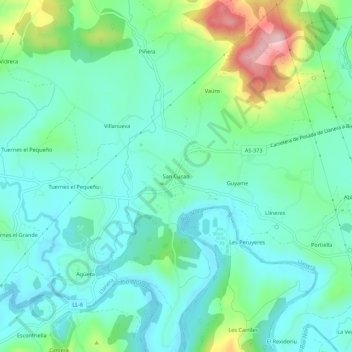 Topografische kaart San Cucao, hoogte, reliëf