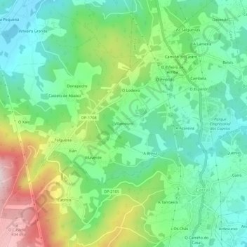 Topografische kaart Vilamouro, hoogte, reliëf