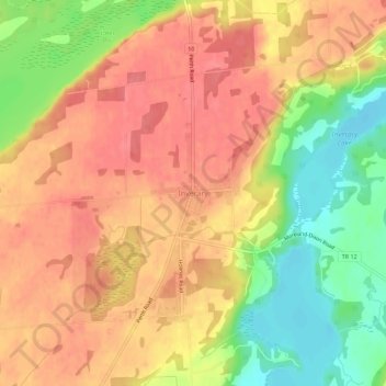 Topografische kaart Inverary, hoogte, reliëf