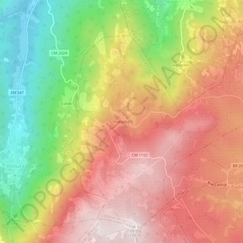 Topografische kaart Frutuoso, hoogte, reliëf