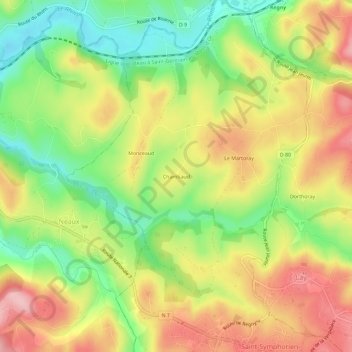Topografische kaart Chambaud, hoogte, reliëf