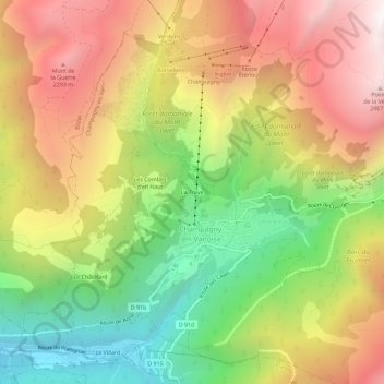 Topografische kaart La Traye, hoogte, reliëf