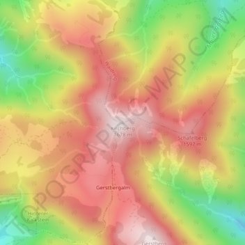 Topografische kaart Kirchberg, hoogte, reliëf