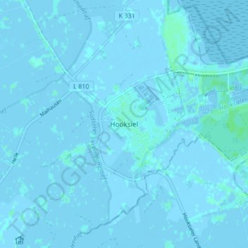 Topografische kaart Hooksiel, hoogte, reliëf