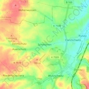 Topografische kaart Schmorren, hoogte, reliëf