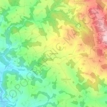 Topografische kaart Sichersdorf, hoogte, reliëf