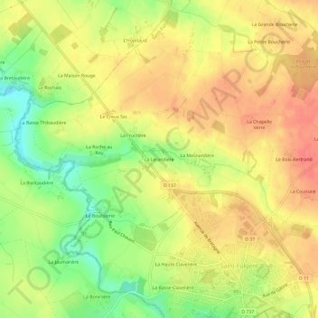 Topografische kaart La Lerandière, hoogte, reliëf