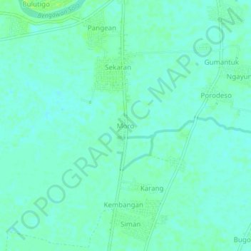 Topografische kaart Moro, hoogte, reliëf