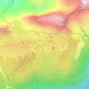 Topografische kaart Tauplitzalm, hoogte, reliëf
