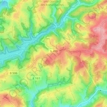 Topografische kaart Laudenberg, hoogte, reliëf