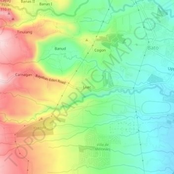 Topografische kaart Luac, hoogte, reliëf