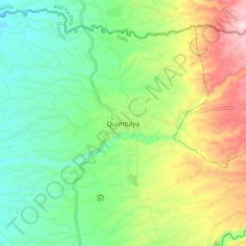 Topografische kaart Quimbaya, hoogte, reliëf