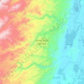 Topografische kaart Santa Rosa del Sur, hoogte, reliëf