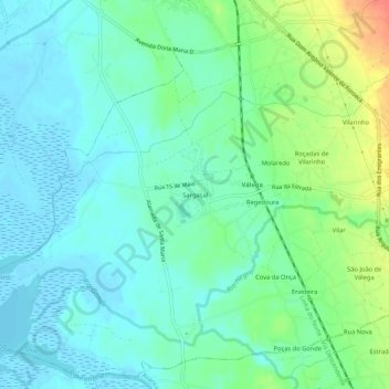 Topografische kaart Sargaçal, hoogte, reliëf