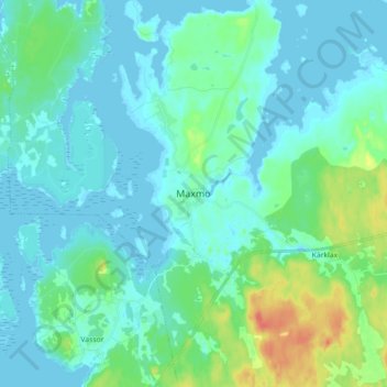 Topografische kaart Maxmo, hoogte, reliëf