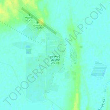 Topografische kaart Moomba Gas and Oil Field, hoogte, reliëf