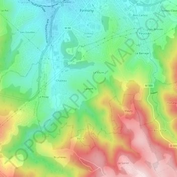 Topografische kaart Lameth, hoogte, reliëf