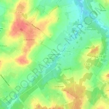 Topografische kaart La Maison Neuve, hoogte, reliëf