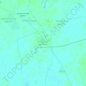 Topografische kaart Shoukat Ali Khokhar, hoogte, reliëf