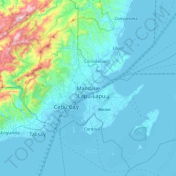 Topografische kaart Mandaue, hoogte, reliëf