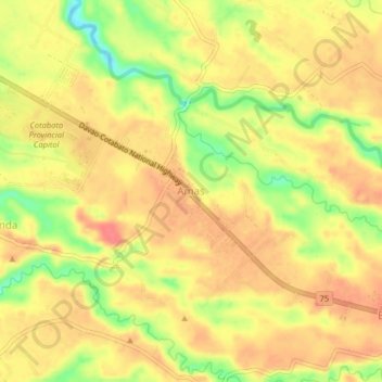 Topografische kaart Amas, hoogte, reliëf