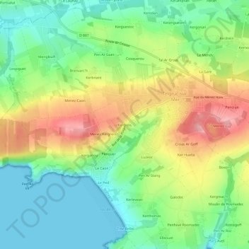 Topografische kaart Kergreis, hoogte, reliëf