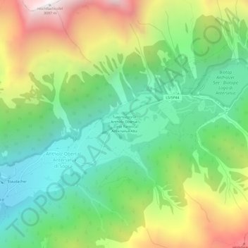 Topografische kaart Turismuszone Antholz Obertal, hoogte, reliëf