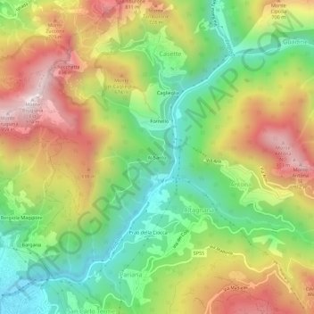 Topografische kaart Al Santo, hoogte, reliëf