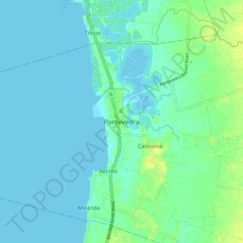 Topografische kaart Pontevedra, hoogte, reliëf