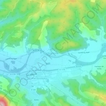 Topografische kaart Bonrepaux, hoogte, reliëf