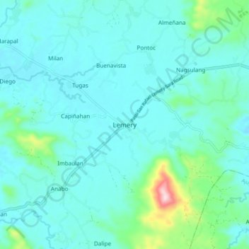 Topografische kaart Lemery, hoogte, reliëf