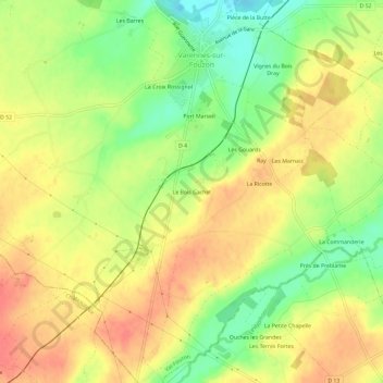 Topografische kaart Le Bois Gachet, hoogte, reliëf