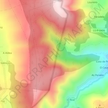 Topografische kaart Romeor, hoogte, reliëf