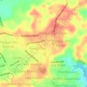 Topografische kaart Mata do Café, hoogte, reliëf