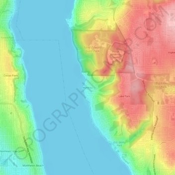 Topografische kaart Manitou, hoogte, reliëf