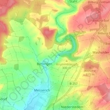 Topografische kaart Eppersborn, hoogte, reliëf