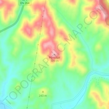 Topografische kaart Portugal, hoogte, reliëf