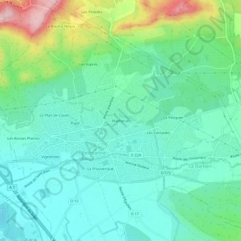 Topografische kaart Matheron, hoogte, reliëf