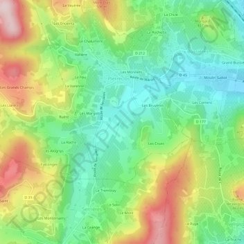 Topografische kaart Grolier, hoogte, reliëf