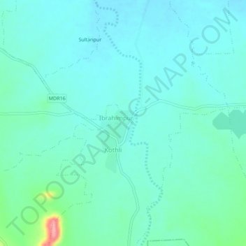 Topografische kaart Ibrahimpur, hoogte, reliëf