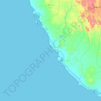 Topografische kaart جزيرة أم القشع, hoogte, reliëf