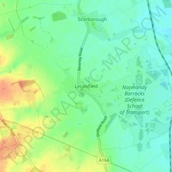 Topografische kaart Leconfield, hoogte, reliëf