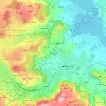Topografische kaart Holzleiten, hoogte, reliëf