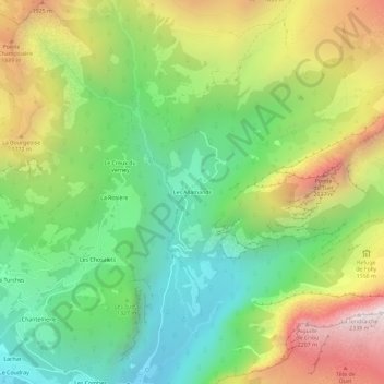 Topografische kaart Les Allamands, hoogte, reliëf
