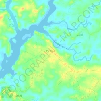 Topografische kaart Pineda, hoogte, reliëf