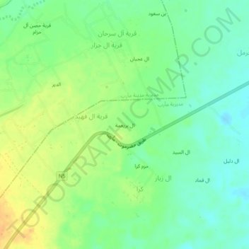 Topografische kaart Al Buray`mi, hoogte, reliëf