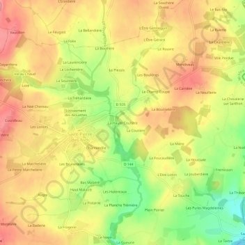 Topografische kaart La Haute Coutière, hoogte, reliëf